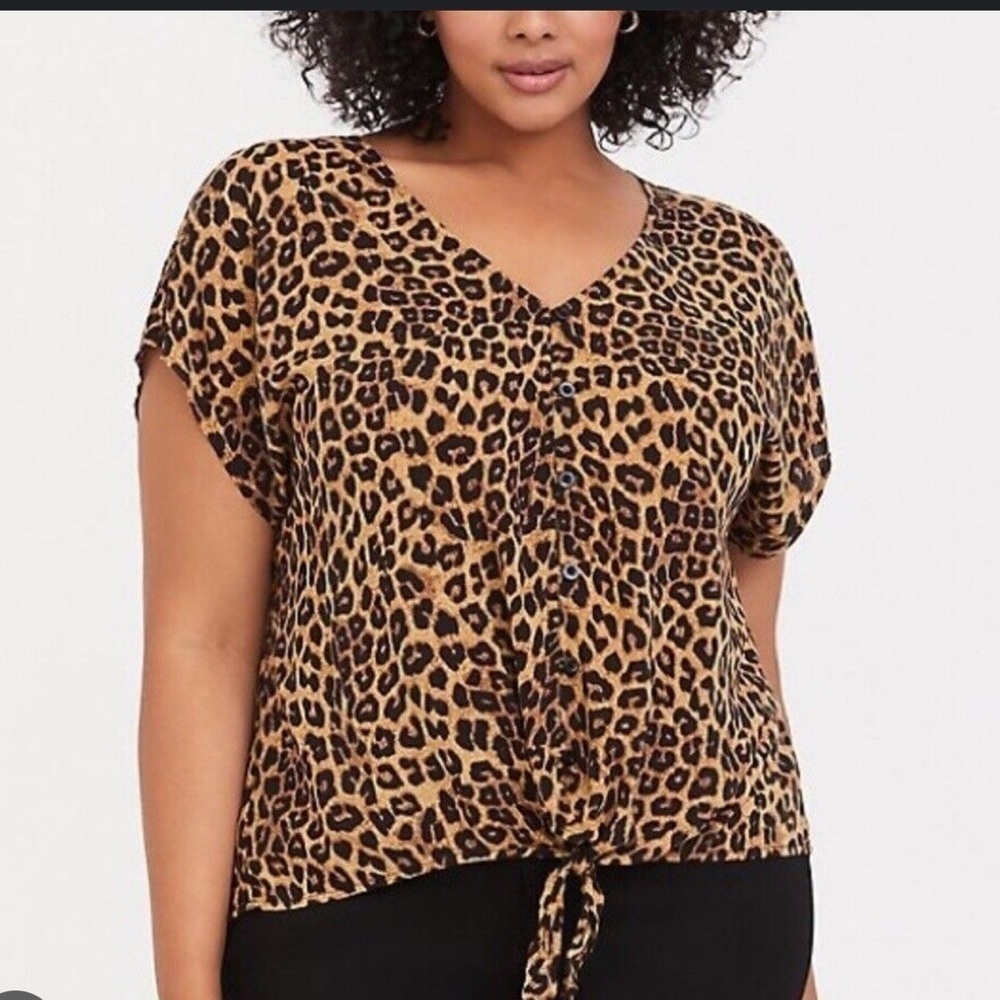 Torrid Leopard Print Tie-Front Top